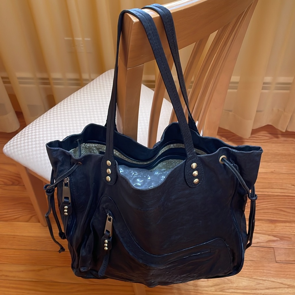 Badgley Mischka Black Leather Tote Bag